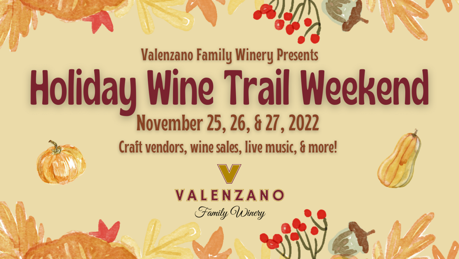 Holiday Wine Trail Weekend at Valenzano Winery Garden State Wine